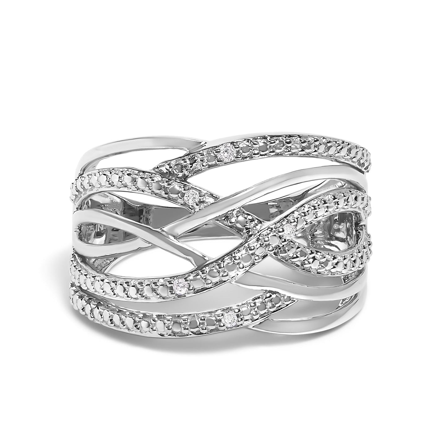 .925 Sterling Silver Diamond Accent Crossover Ring (I-J Color, I2-I3 Clarity)-0