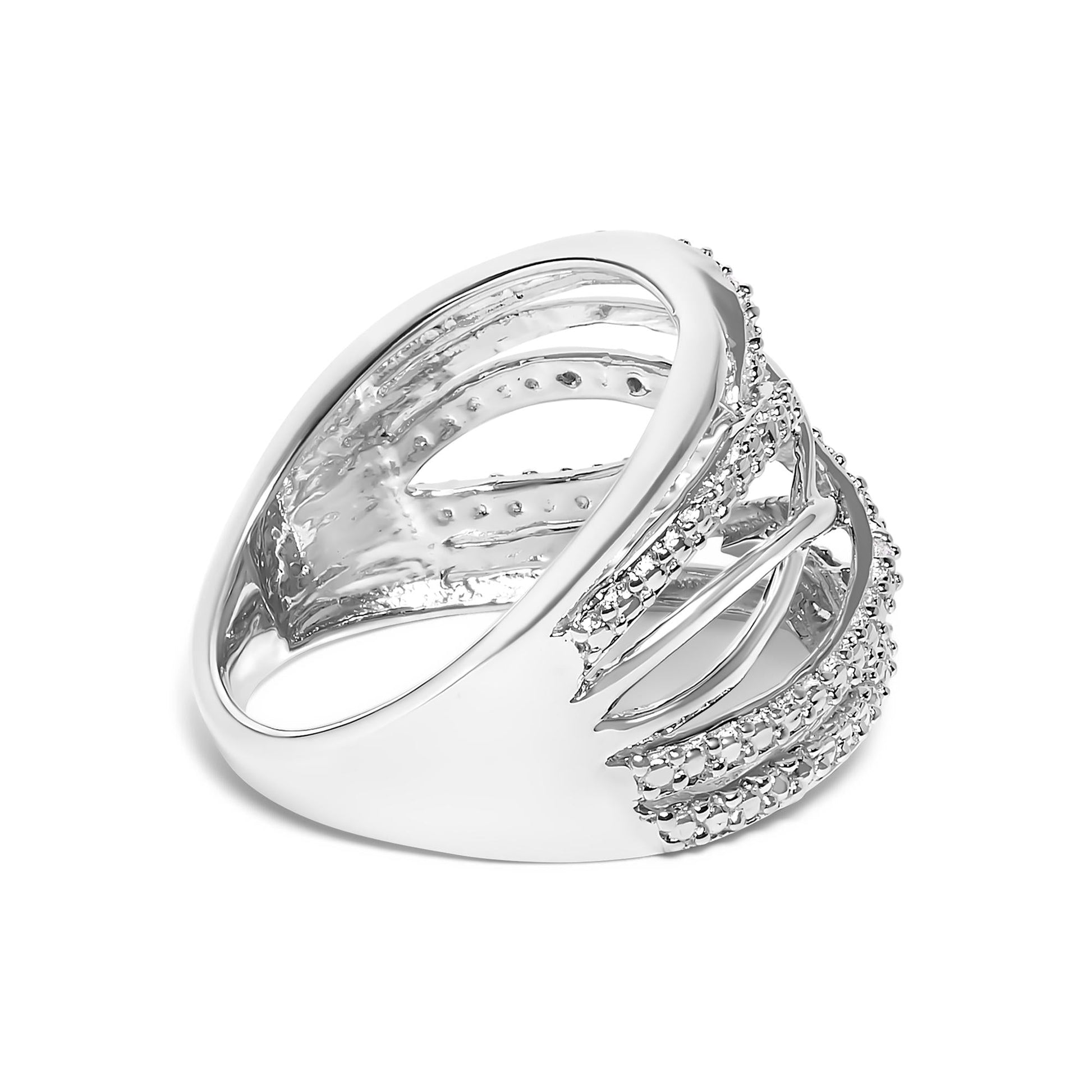 .925 Sterling Silver Diamond Accent Crossover Ring (I-J Color, I2-I3 Clarity)-3
