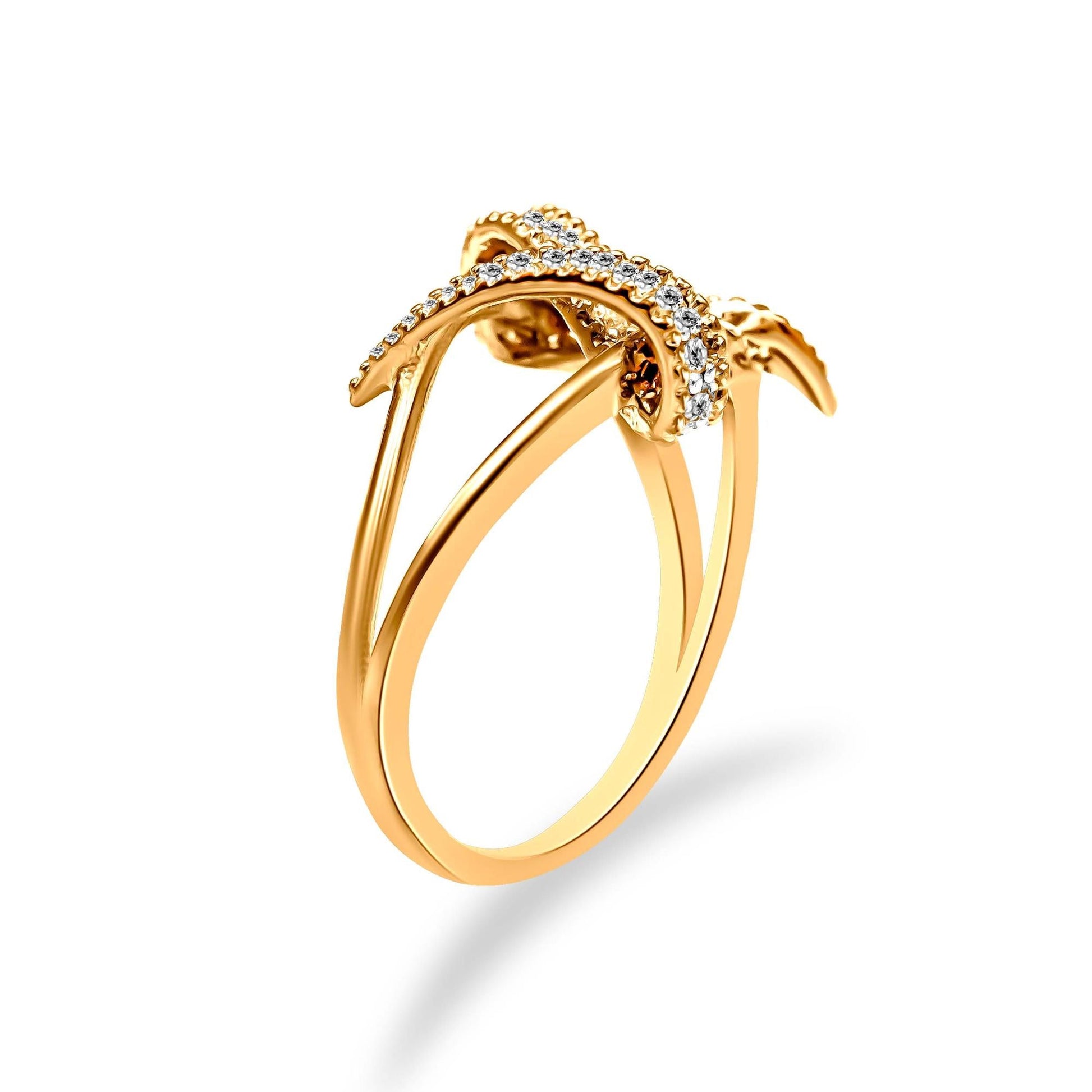 14K Yellow Gold Plated .925 Sterling Silver 1/4 Cttw Diamond Interlocking Bypass Ring (I-J Color, I1-I2 Clarity)-4