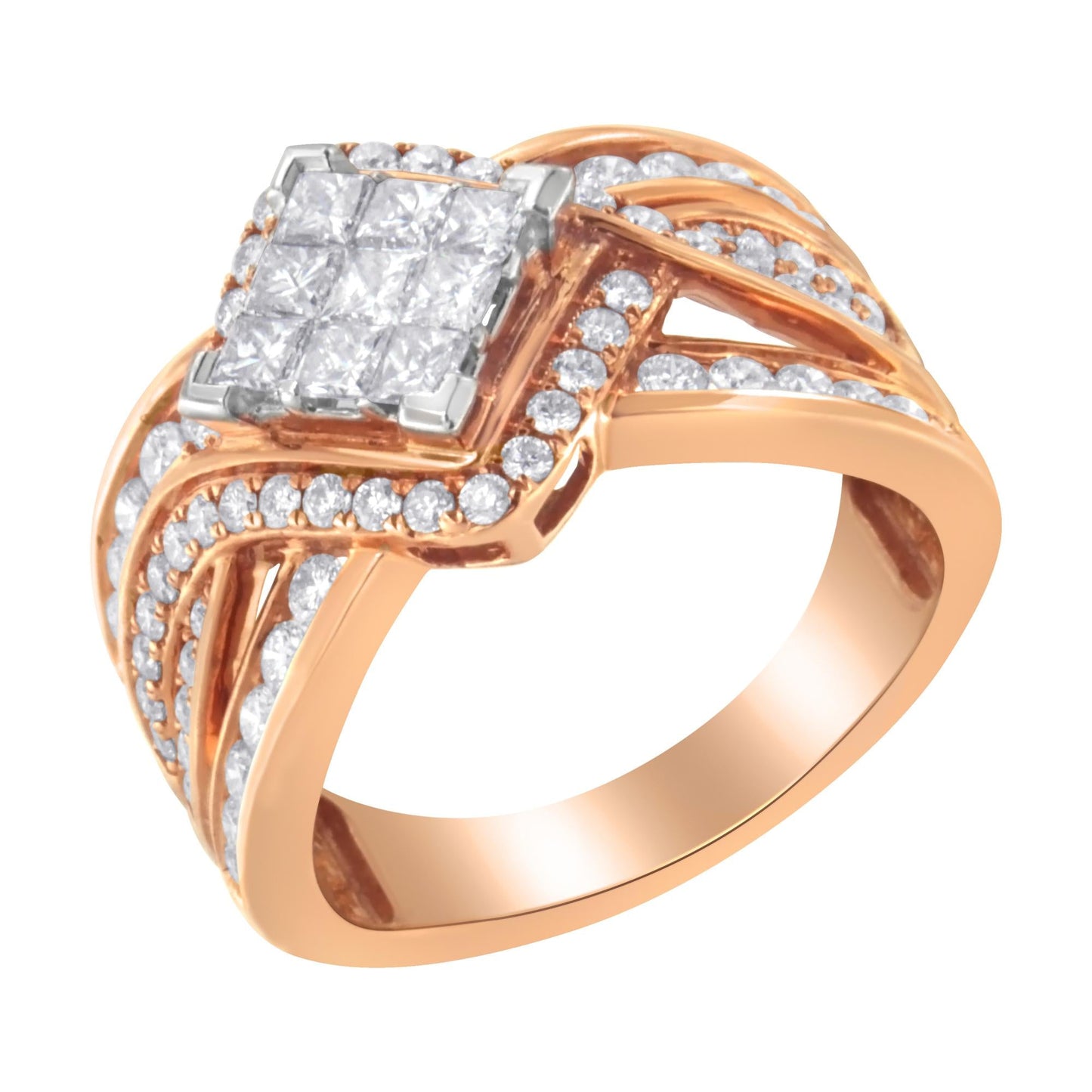 Two-Tone 10KT Gold Diamond Bypass Cocktail Ring (1 1/2 cttw, H-I Color, I1-I2 Clarity)-3