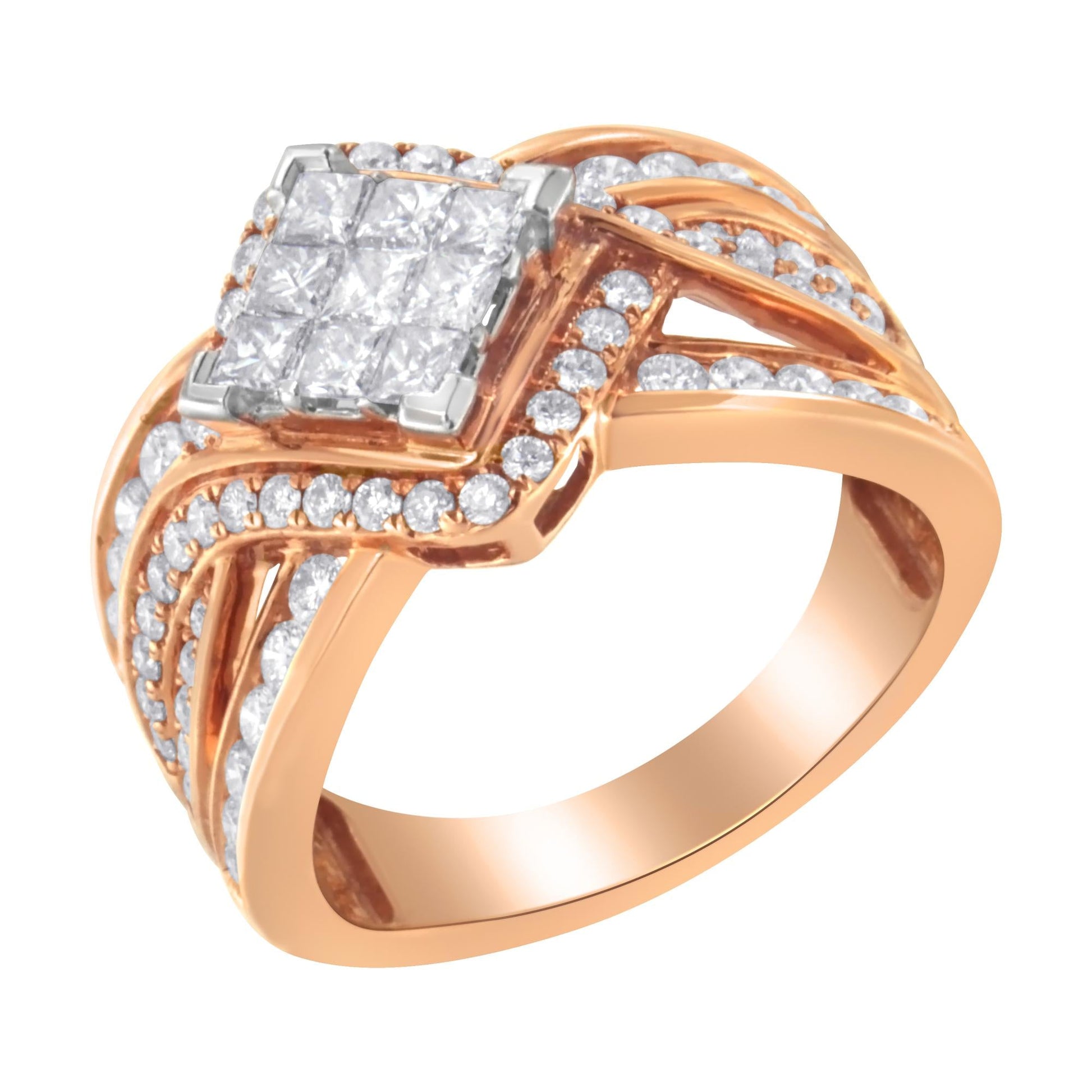 Two-Tone 10KT Gold Diamond Bypass Cocktail Ring (1 1/2 cttw, H-I Color, I1-I2 Clarity)-3