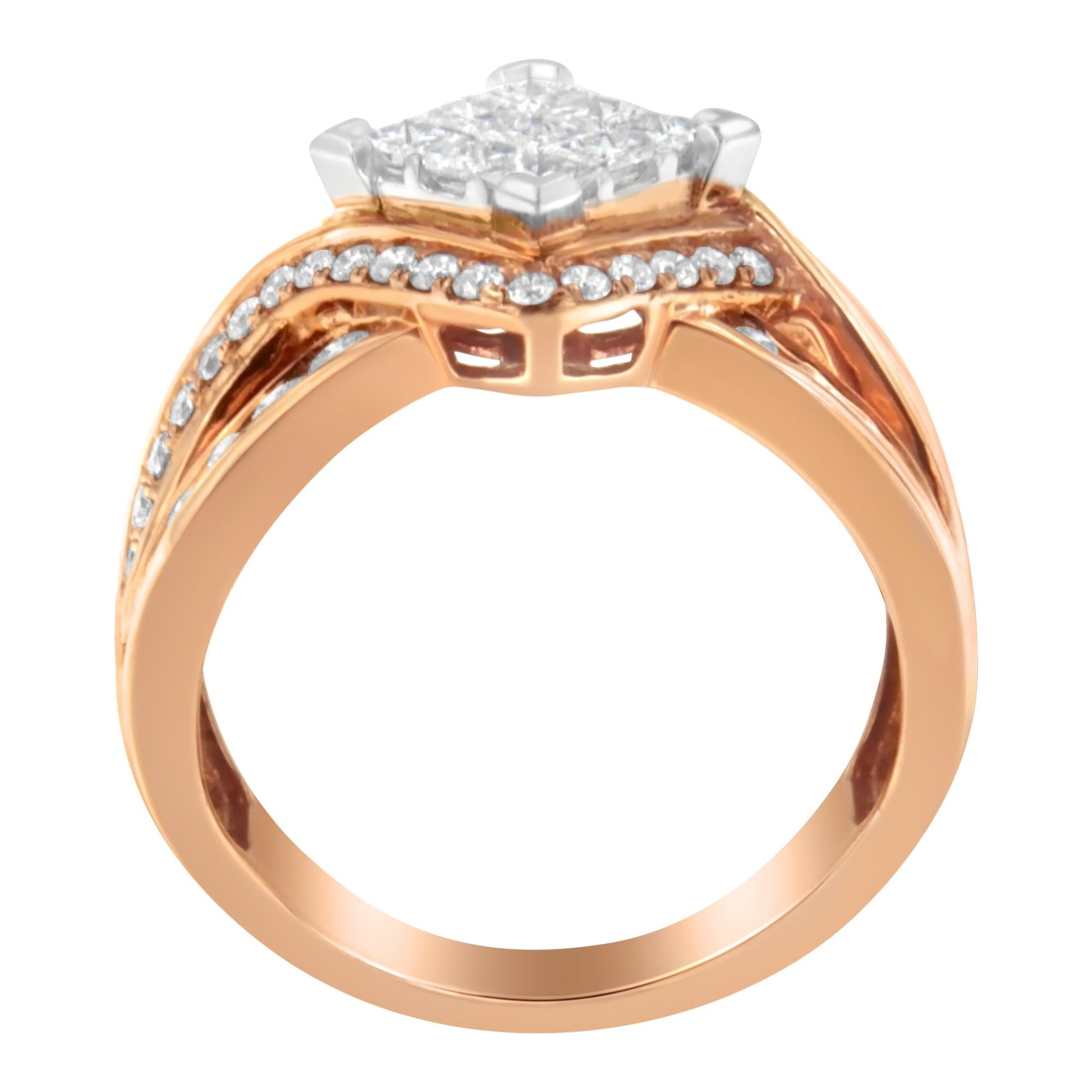 Two-Tone 10KT Gold Diamond Bypass Cocktail Ring (1 1/2 cttw, H-I Color, I1-I2 Clarity)-4