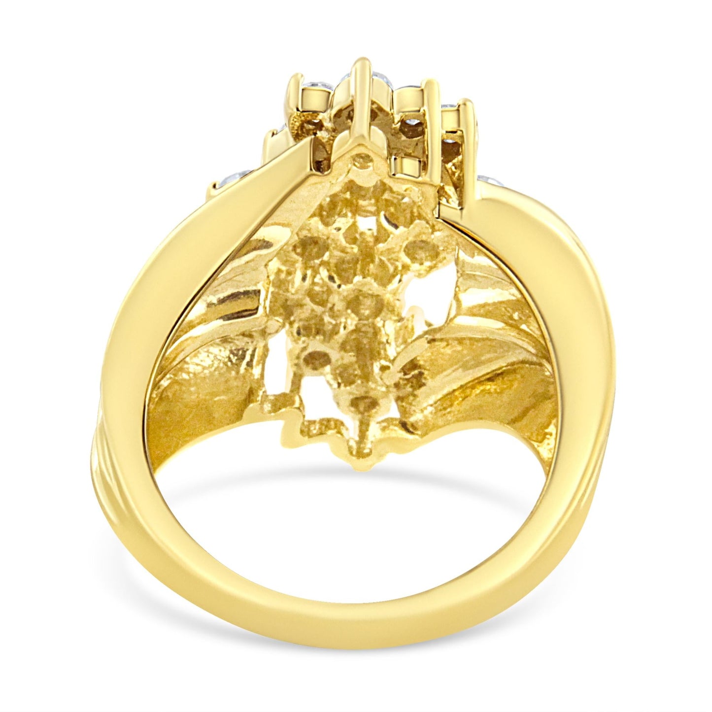 10K Yellow Gold Plated .925 Sterling Silver Diamond Cocktail Ring (1 1/2 Cttw, J-K Color, I1-I2 Clarity)-3