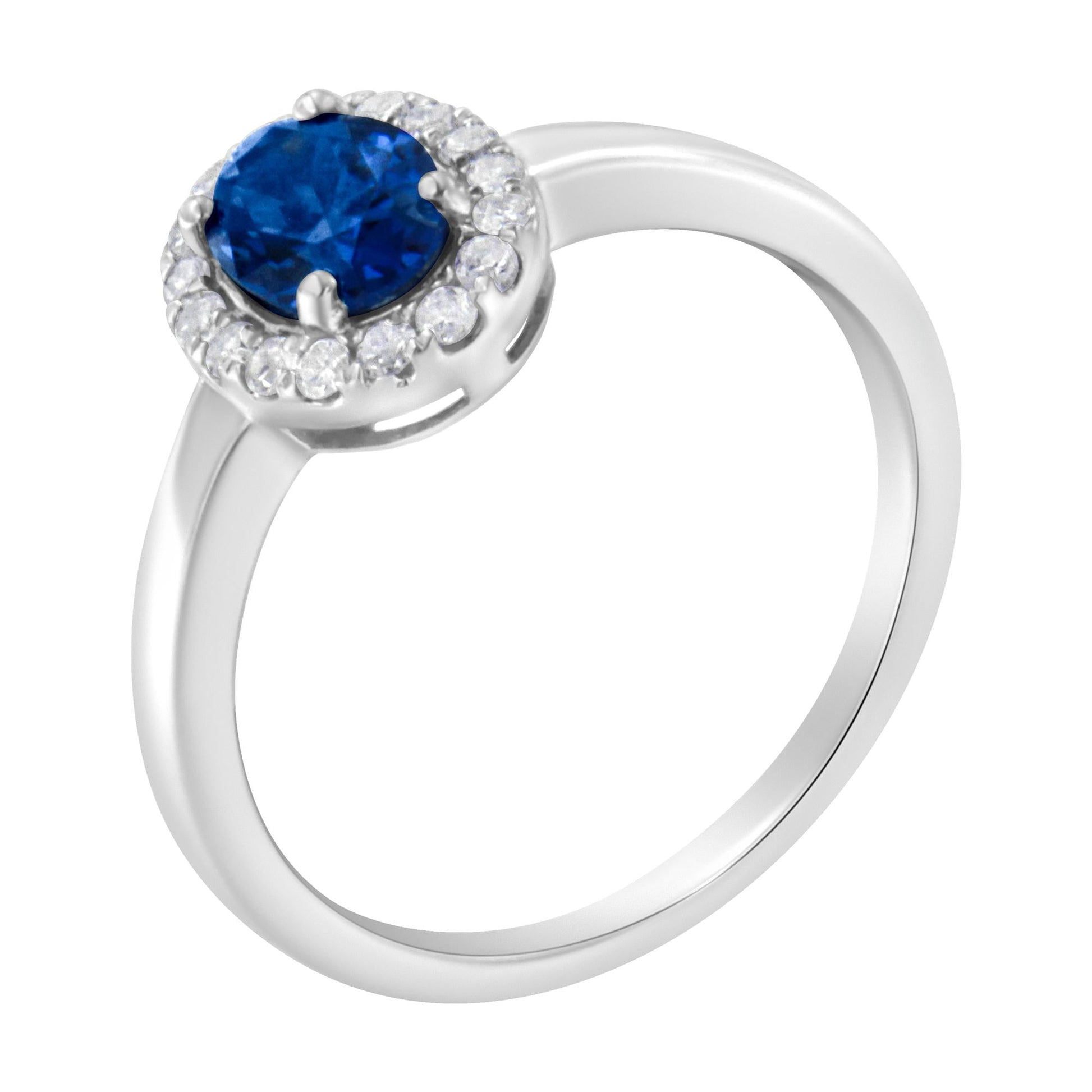 10K White Gold 1/5 Cttw Round Diamond and Prong Set 7MM Gemstone Halo Cocktail Ring (H-I Color, I1-I2 Clarity)-3