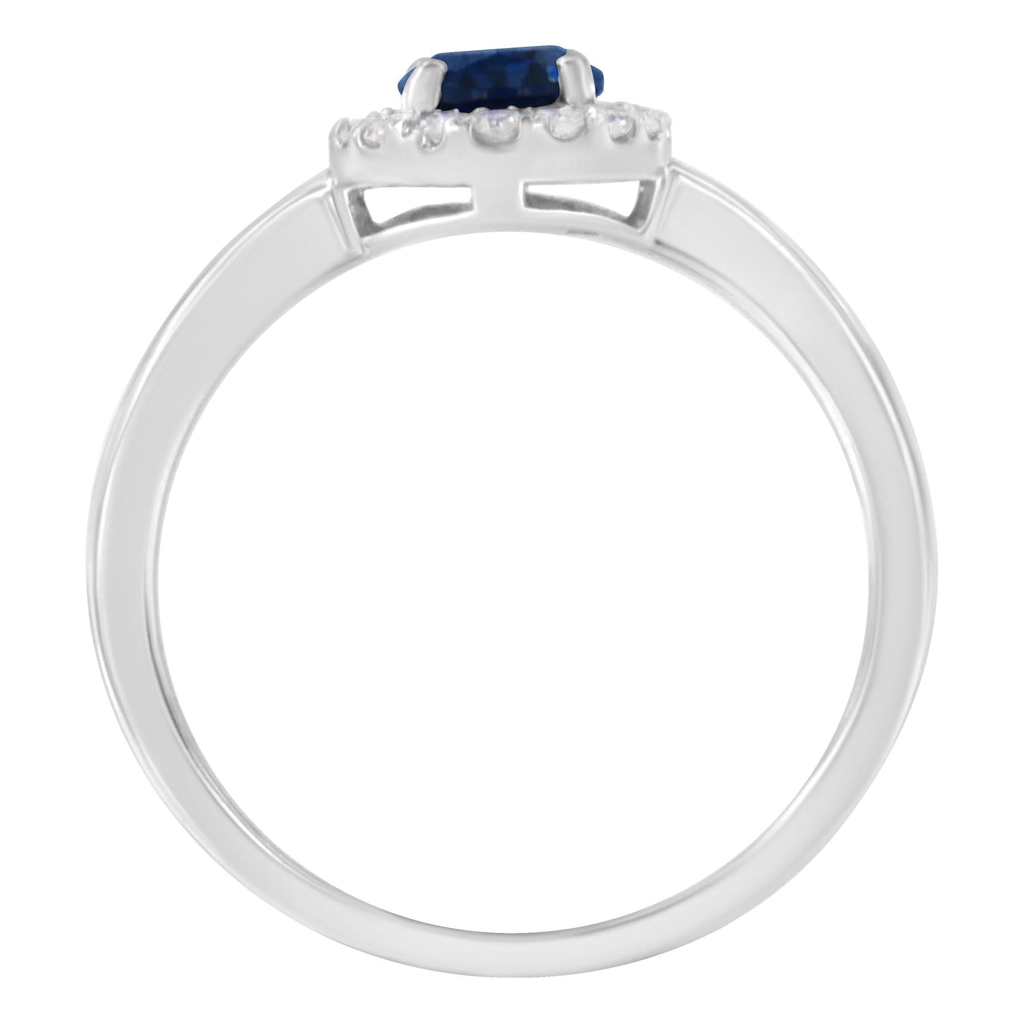10K White Gold 1/5 Cttw Round Diamond and Prong Set 7MM Gemstone Halo Cocktail Ring (H-I Color, I1-I2 Clarity)-4
