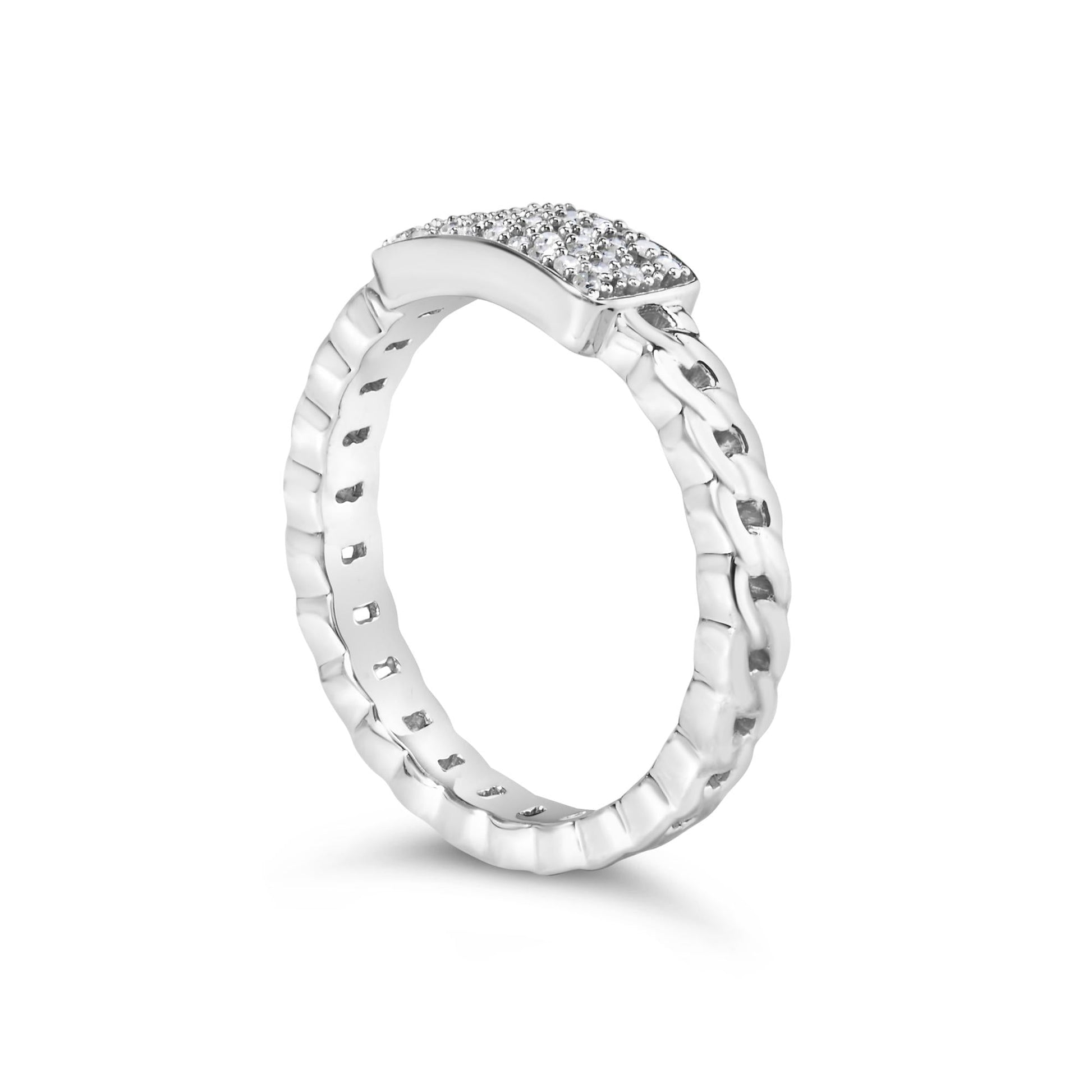 .925 Sterling Silver 1/5 Cttw Diamond ID and Cuban Link Band Ring (I-J Color, I2-I3 Clarity)-4