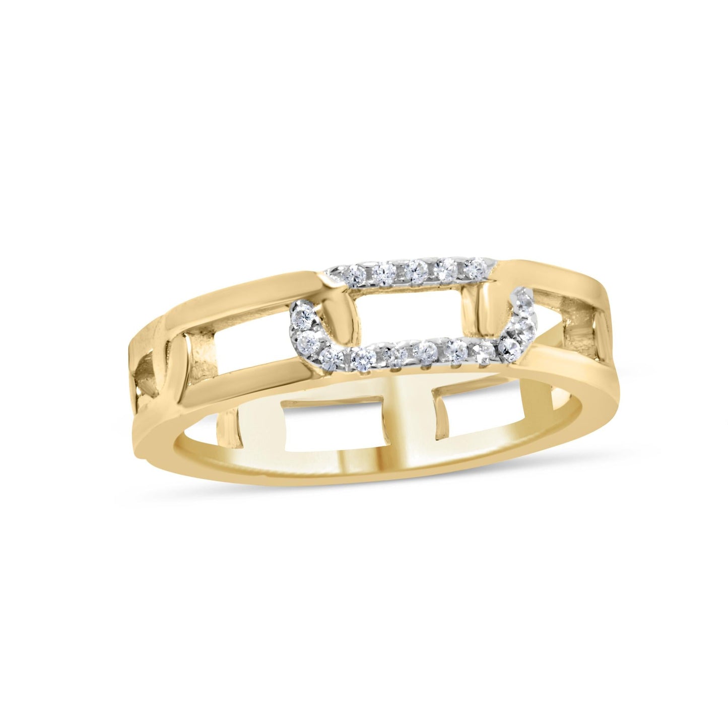 10K Yellow Gold Diamond Accent Paperclip Band Ring (I-J Color, I2-I3 Clarity)-3