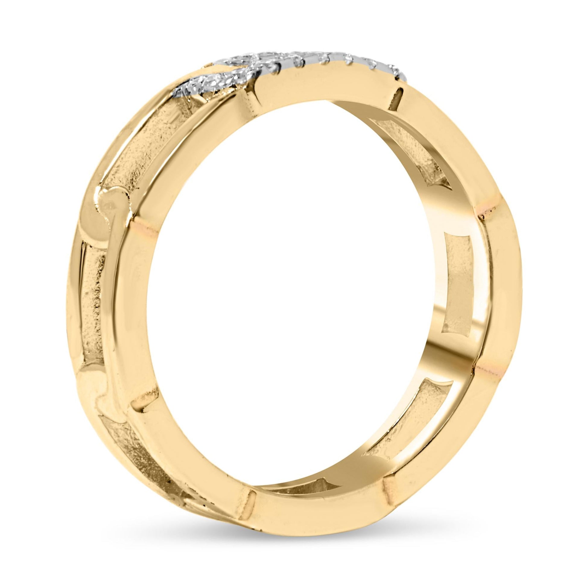 10K Yellow Gold Diamond Accent Paperclip Band Ring (I-J Color, I2-I3 Clarity)-4
