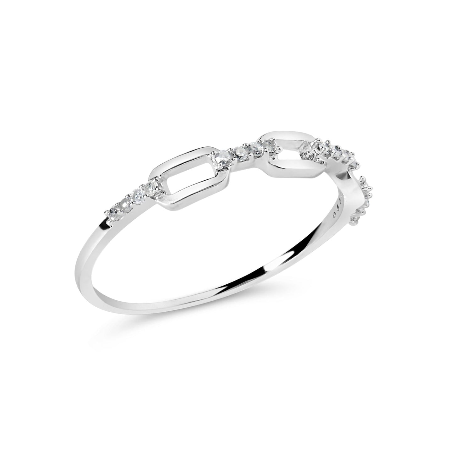 .925 Sterling Silver Diamond Accent Paperclip Band Ring (I-J Color, I2-I3 Clarity)-3