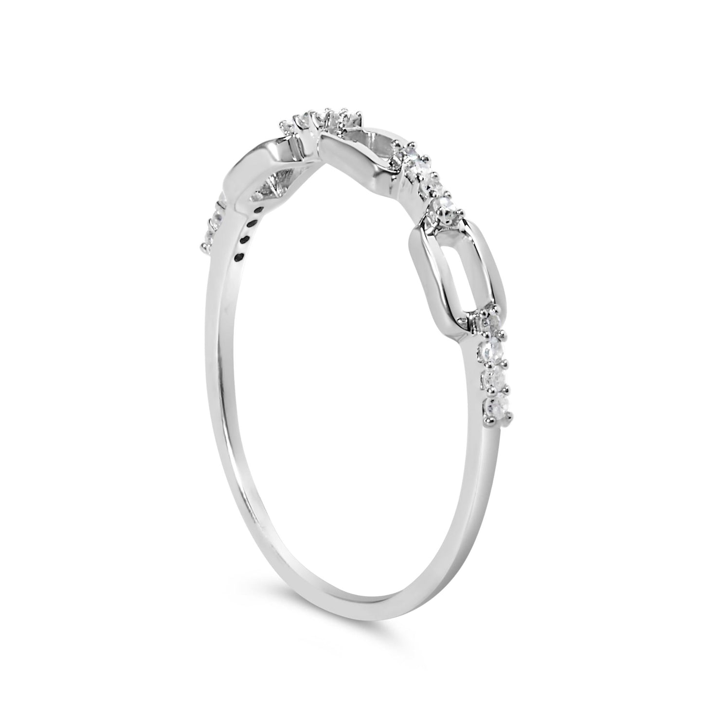 .925 Sterling Silver Diamond Accent Paperclip Band Ring (I-J Color, I2-I3 Clarity)-4