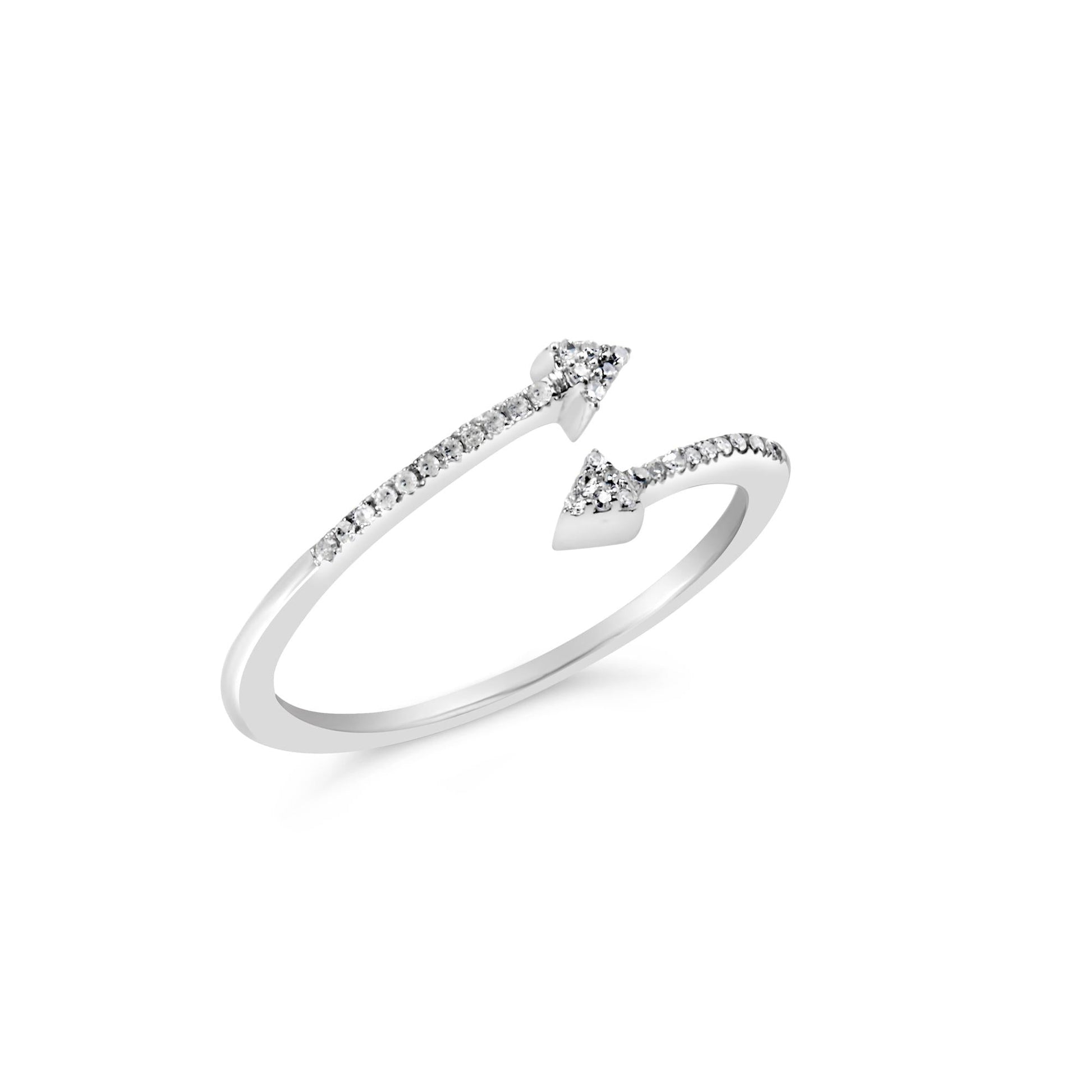 .925 Sterling Silver 1/5 Cttw Diamond Double Arrowhead Open Ring (I-J Color, I2-I3 Clarity)-3