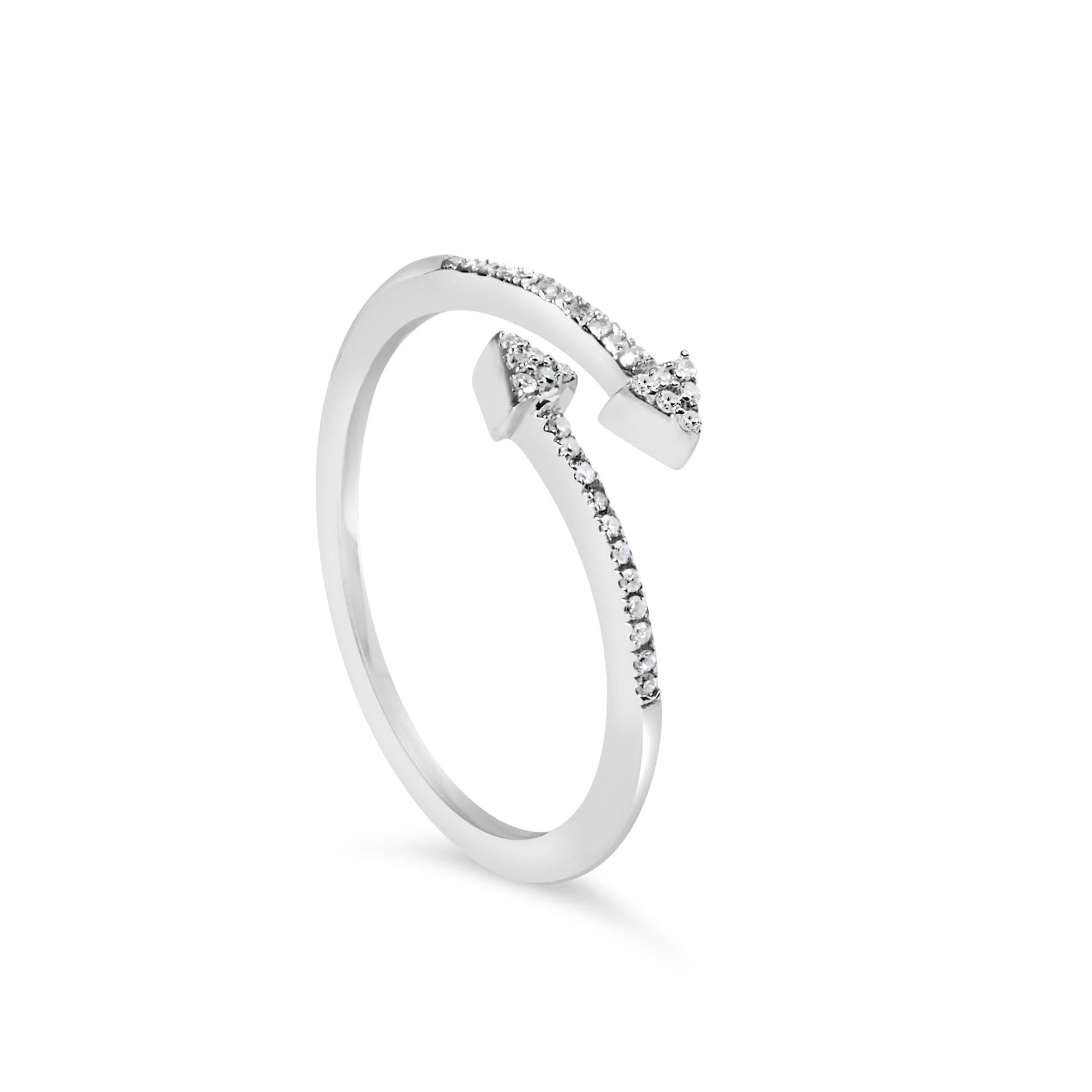 .925 Sterling Silver 1/5 Cttw Diamond Double Arrowhead Open Ring (I-J Color, I2-I3 Clarity)-4