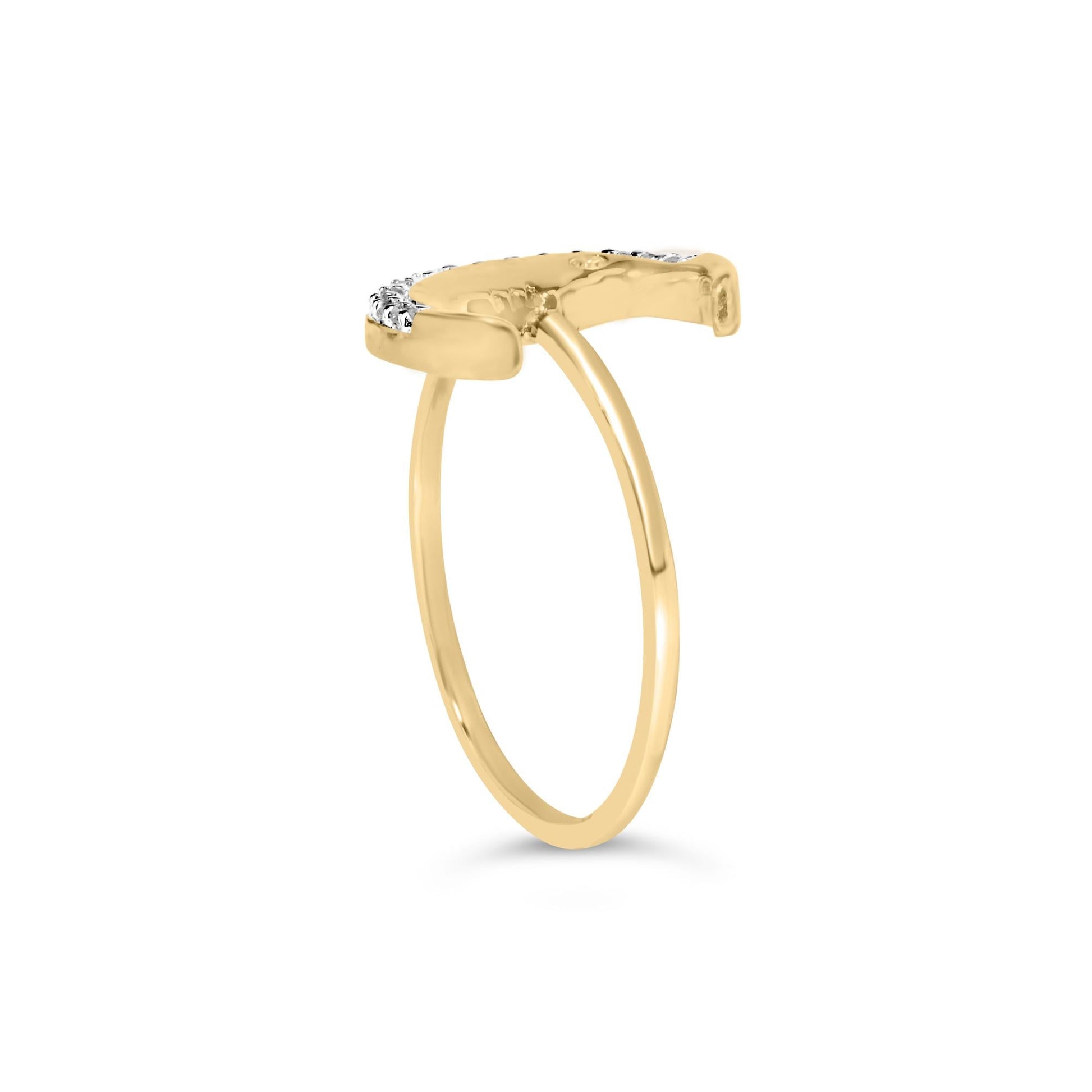 10K Yellow Gold 1/10 Cttw Diamond Crescent Moon Ring (I-J Color, I1-I2 Clarity)-4