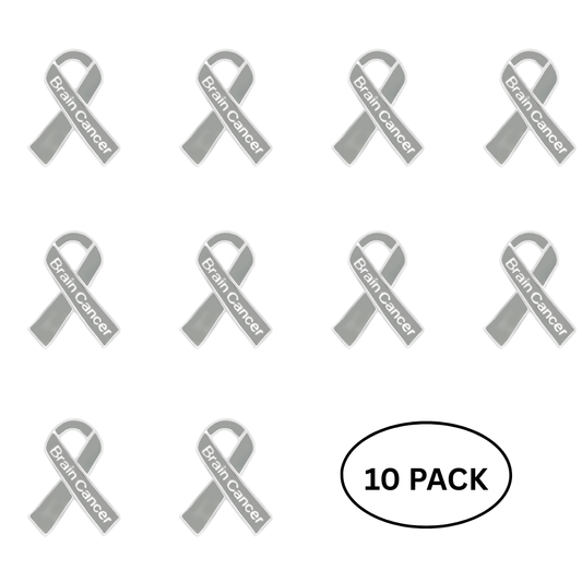 10 Pack Brain Cancer Awareness Ribbon Pins
