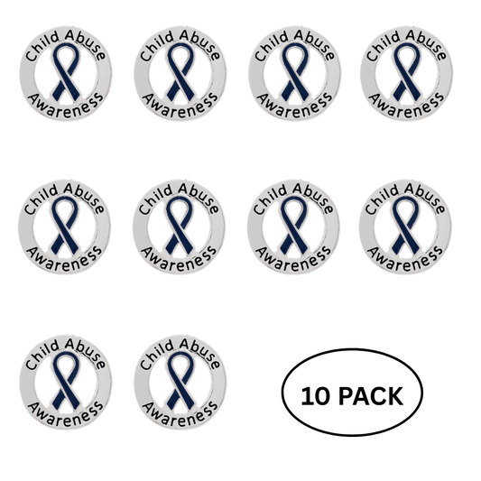 10 Pack Child Abuse Awareness Ribbon Pins