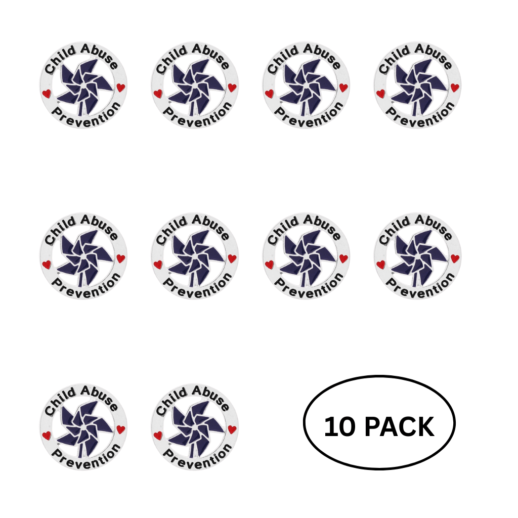 10 Pack Child Abuse Prevention Blue Pinwheel Pins