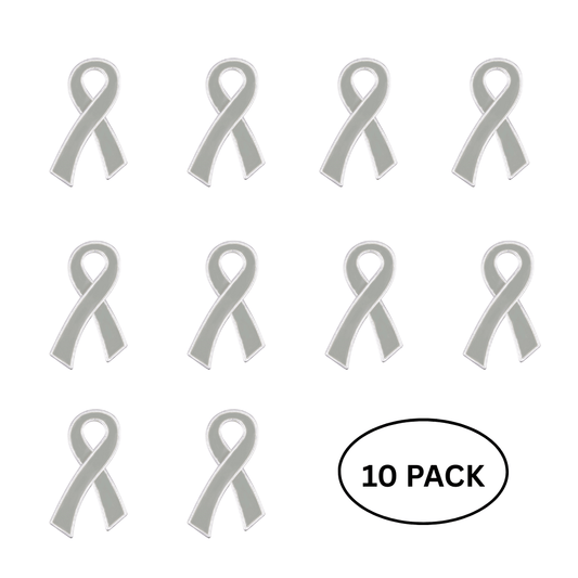 10 Pack Large Flat Gray Ribbon Pins