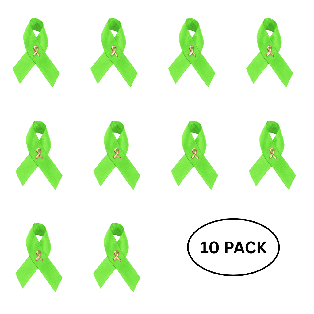 10 Pack Satin Lime Green Awareness Ribbon Pins