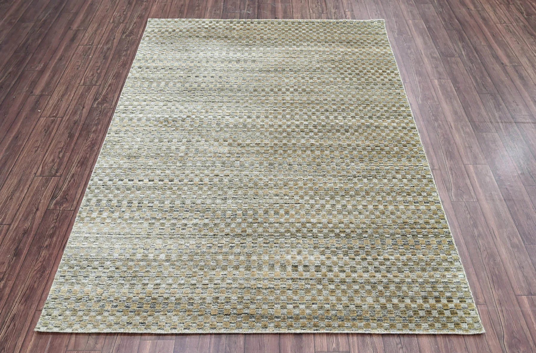 5x7 Gray LoomBloom Hand Knotted Modern & Contemporary Textured Tibetan 100% Wool Oriental Area Rug-2