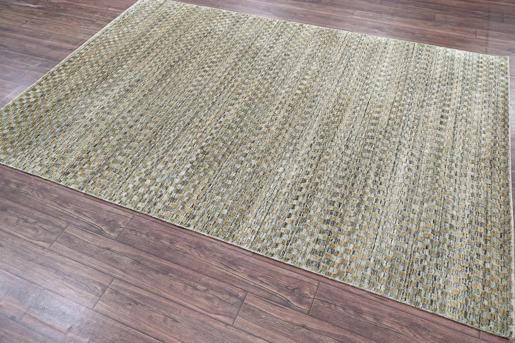 5x7 Gray LoomBloom Hand Knotted Modern & Contemporary Textured Tibetan 100% Wool Oriental Area Rug-3