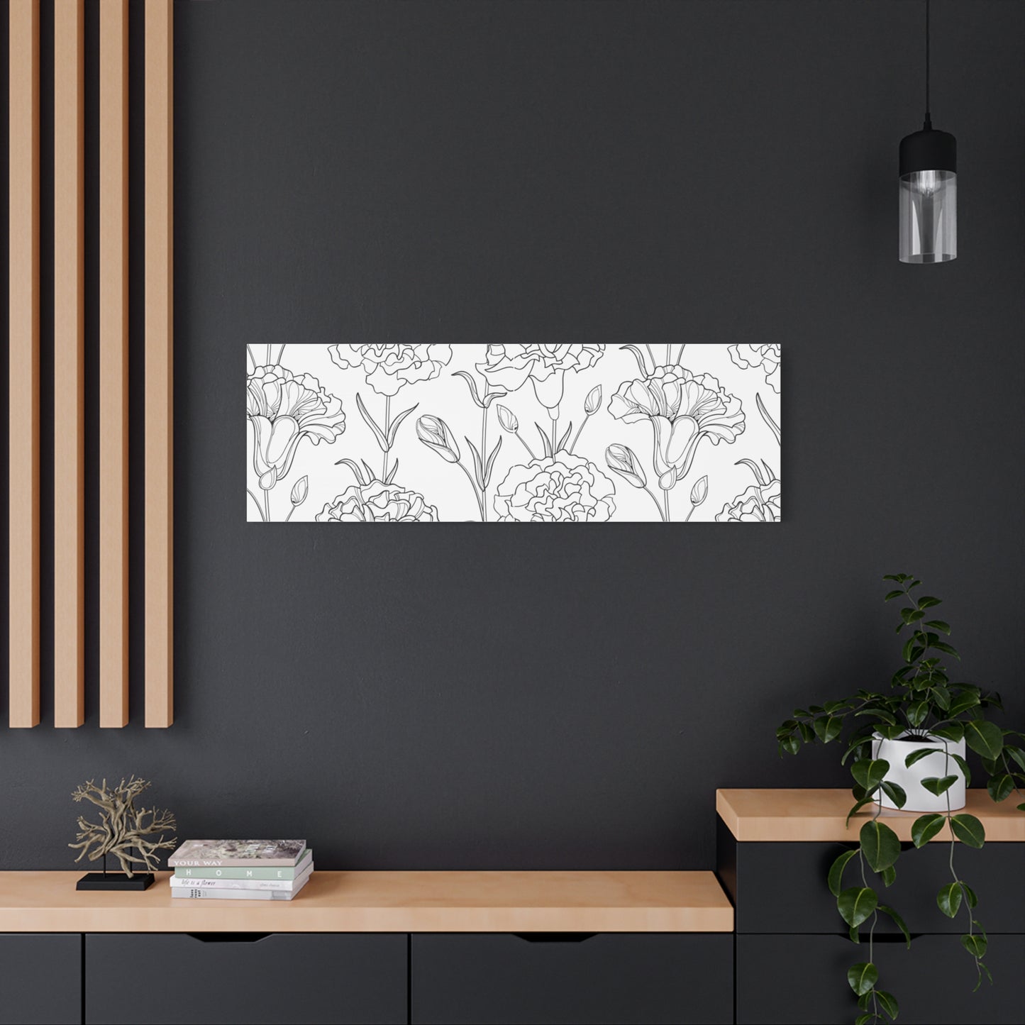 Floral Canvas Art, Stretched Wall Decor, Home Gift, Botanical Print, Modern Design, Matte Finish