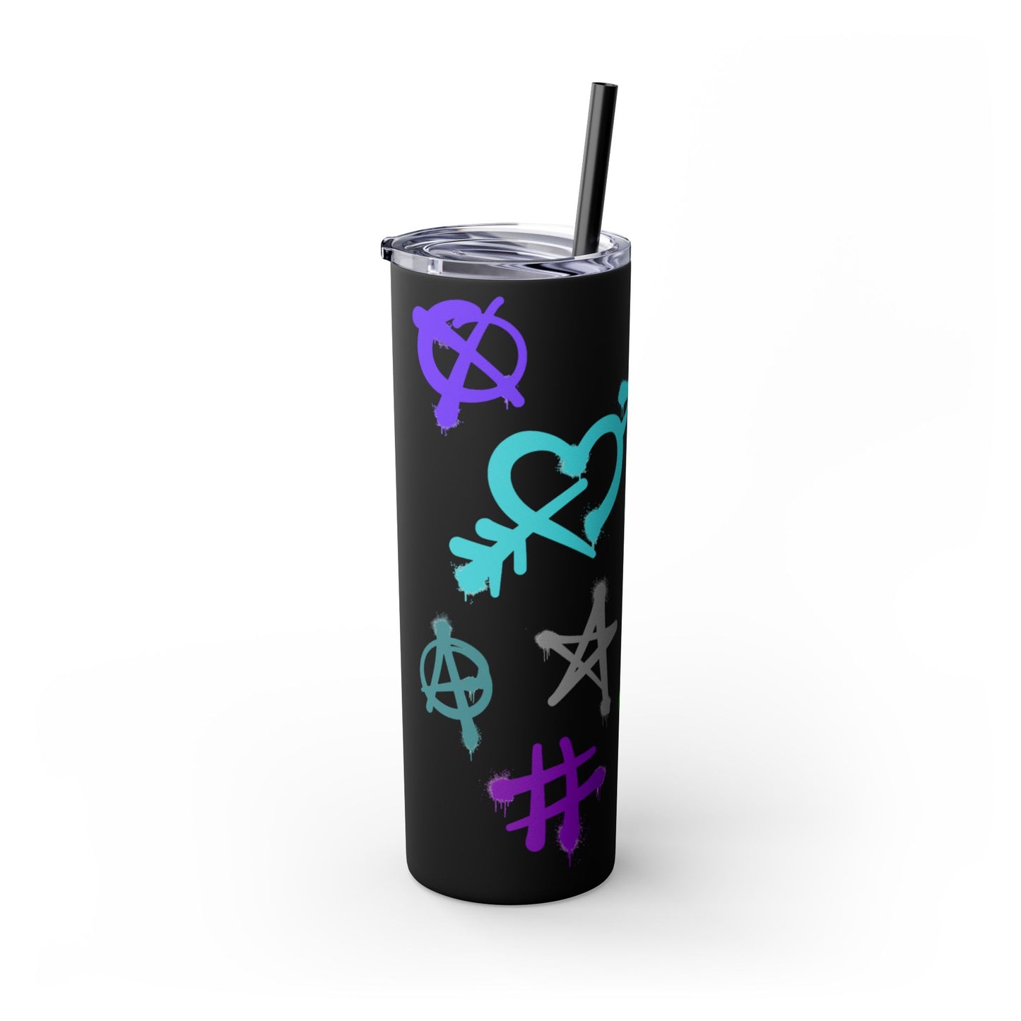 Trendy Skinny Tumbler with Straw, 20oz | Unique Graffiti Style Drinkware for Teens, Gifts, Parties, and Everyday Use