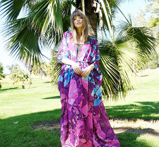 Beach Cover-up Chiffon Printed Cardigan Robe Vacation Beach Dress Bikini Sun Protection Cardigan