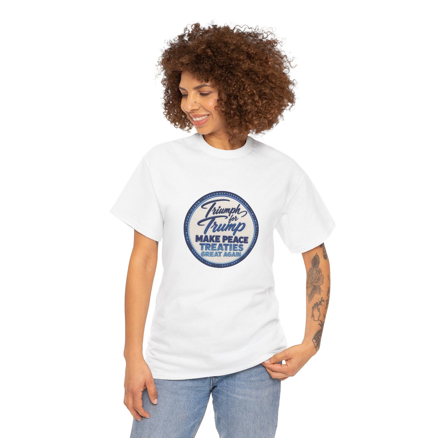 "Make Peace Treaties Great Again" Embroidery Badge Pattern T-Shirt - MADE TO ORDER ✨ CUSTOMIZABLE WITHIN REASON