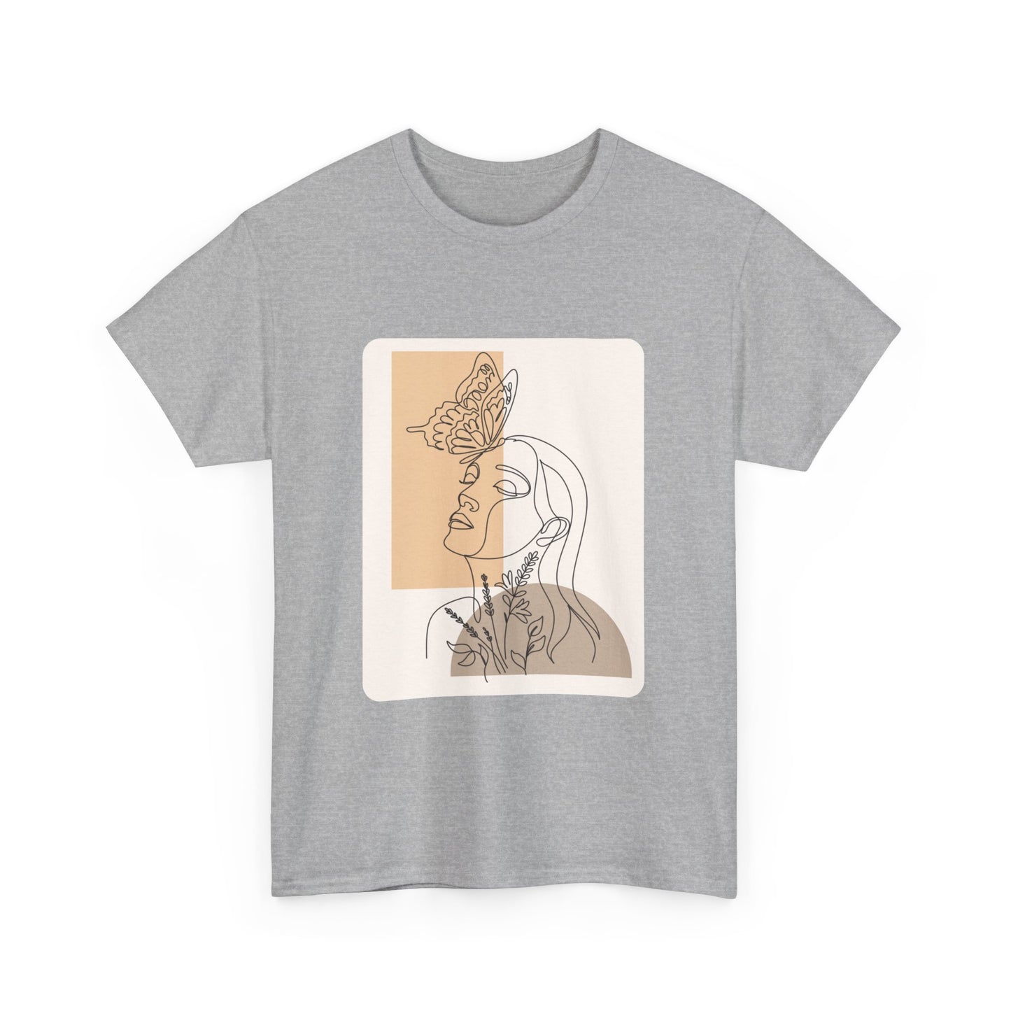 Artistic Unisex Tee: Modern Line Drawing with Butterfly, Perfect for Casual Outings, Gift for Art Lovers, Spring Fashion, Eco-Friendly Wear
