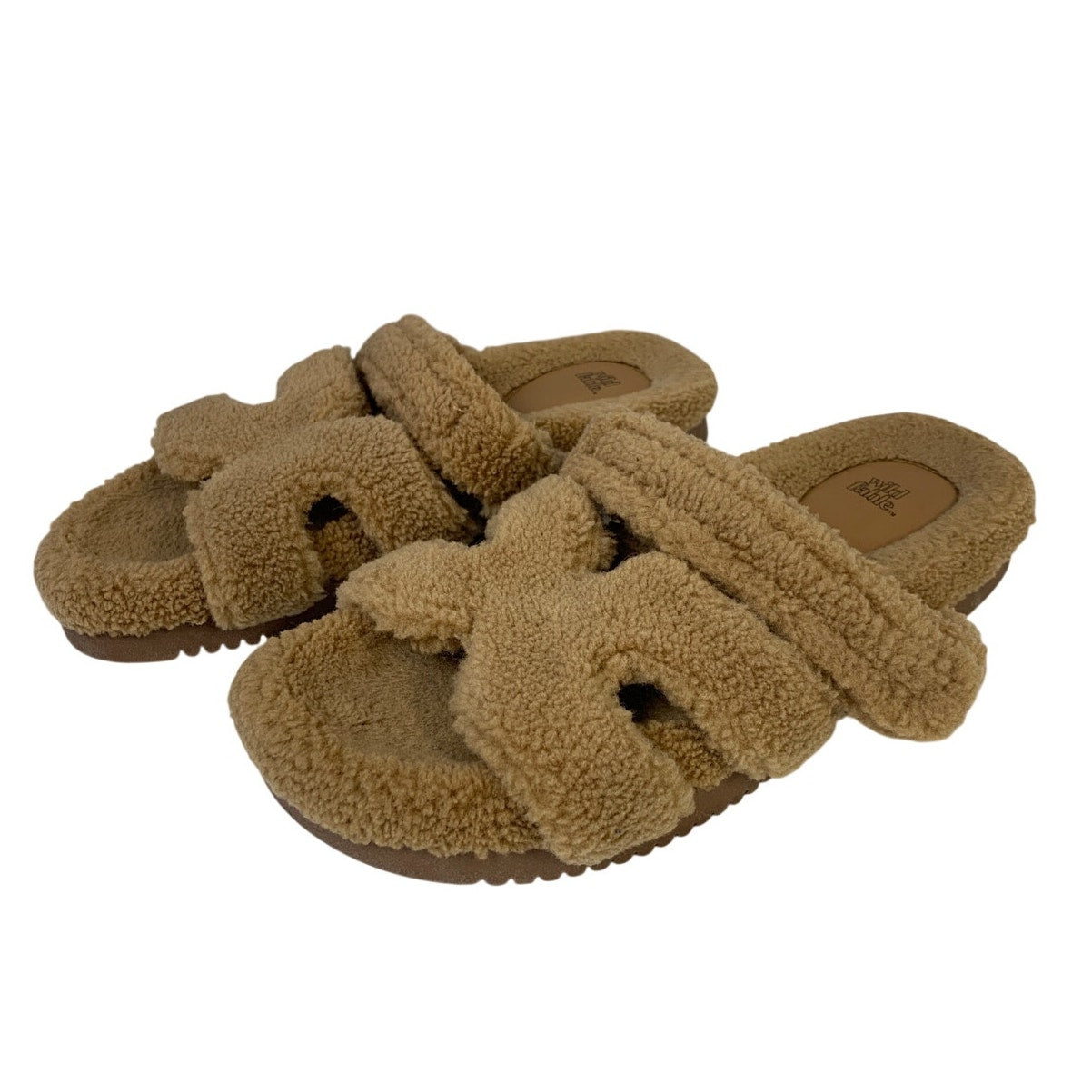 Wild Fable Womens Size 9 Brown Fuzzy Slippers Slip On Open Round Toe Shoes