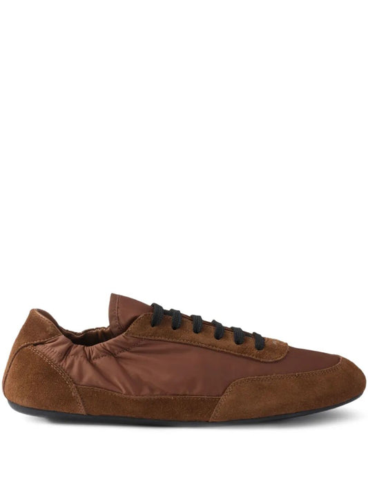 Prada Women Collapse Re-Nylon And Suede Sneakers