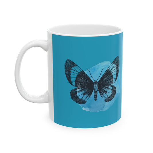 Turquoise Butterfly Ceramic Mug - Colorful Coffee Cup, Gift for Nature Lovers, Tea Mug, Home Decor, Birthday Present