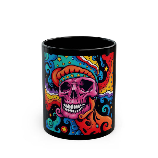 Psychedelic Skull Mug, Colorful Coffee Cup, Unique Gift for Music Lovers, Halloween Decor, Artistic Drinkware