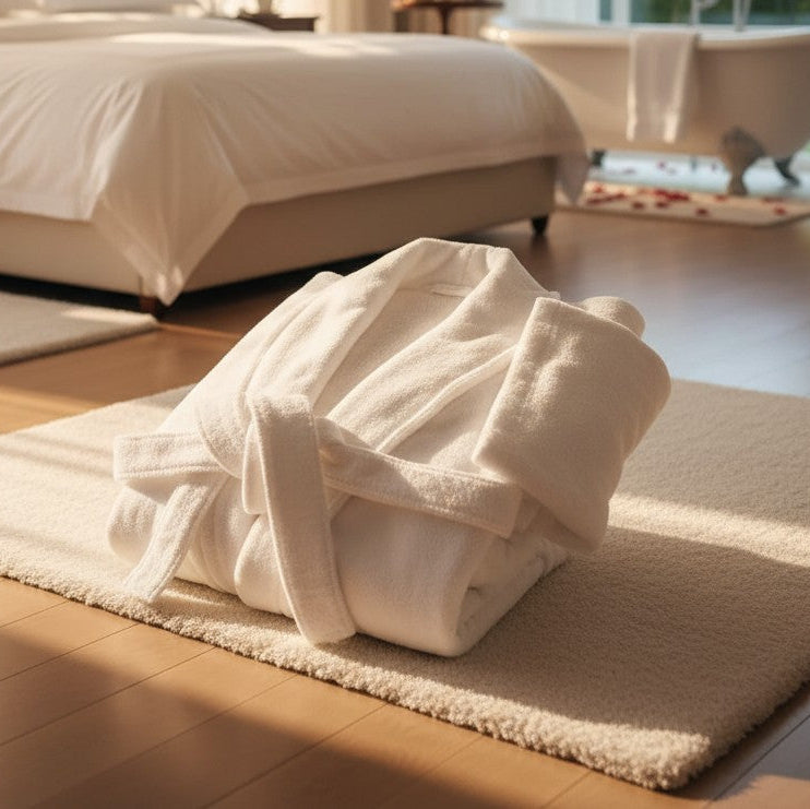 100% Ringspun Cotton White Sheared/Velour Bathrobes-0