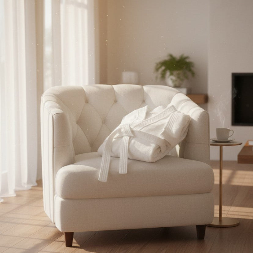 100% Ringspun Cotton White Sheared/Velour Bathrobes-1