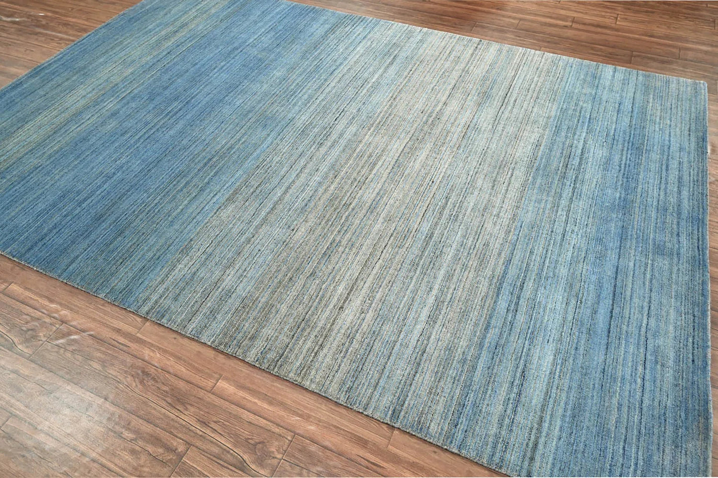 Multi Size Gray, Blue Hand Knotted Tibetan 100% Wool Modern & Contemporary Oriental Area Rug-3