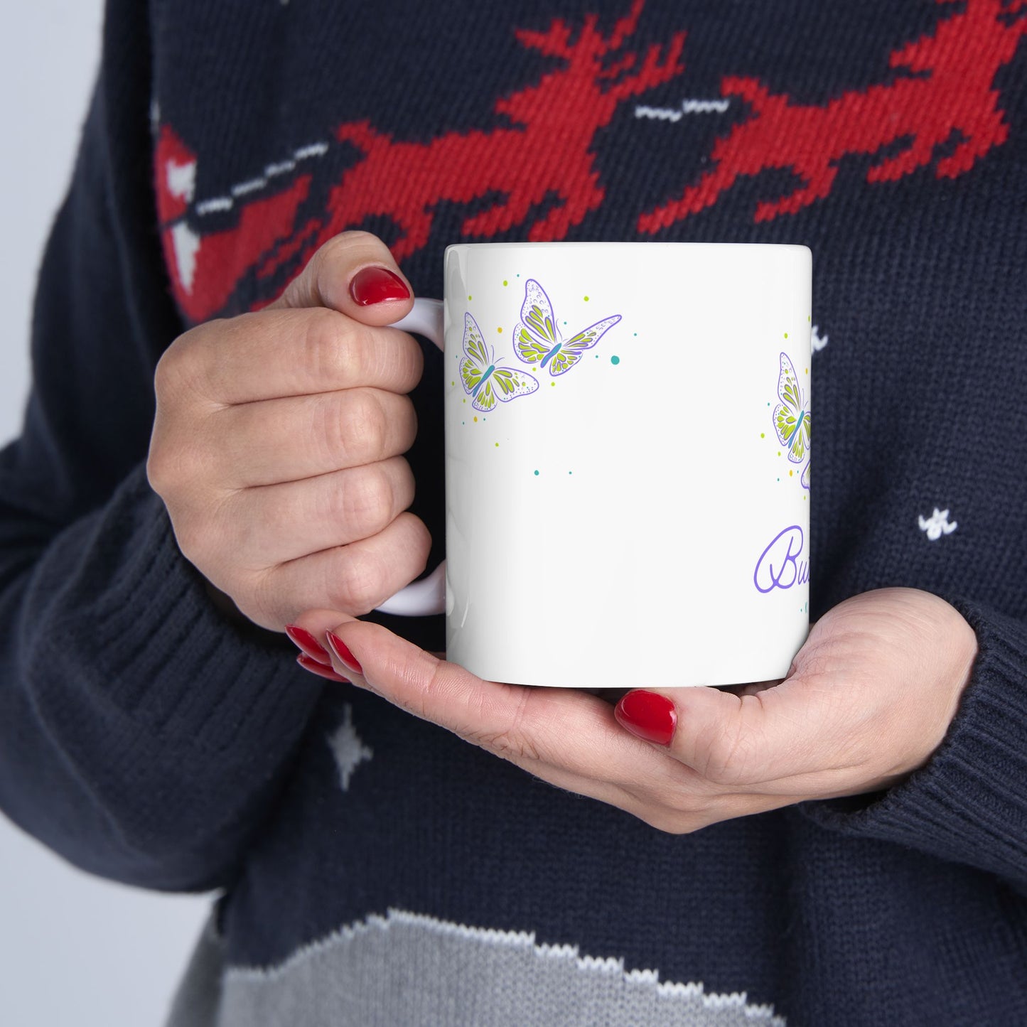 Butterfly Kisses Ceramic Mug | Butterfly Lover Gift, Cute Tea Cup, Nature Decor, Butterfly Enthusiast, Mother's Day Gift, Eco-Friendly