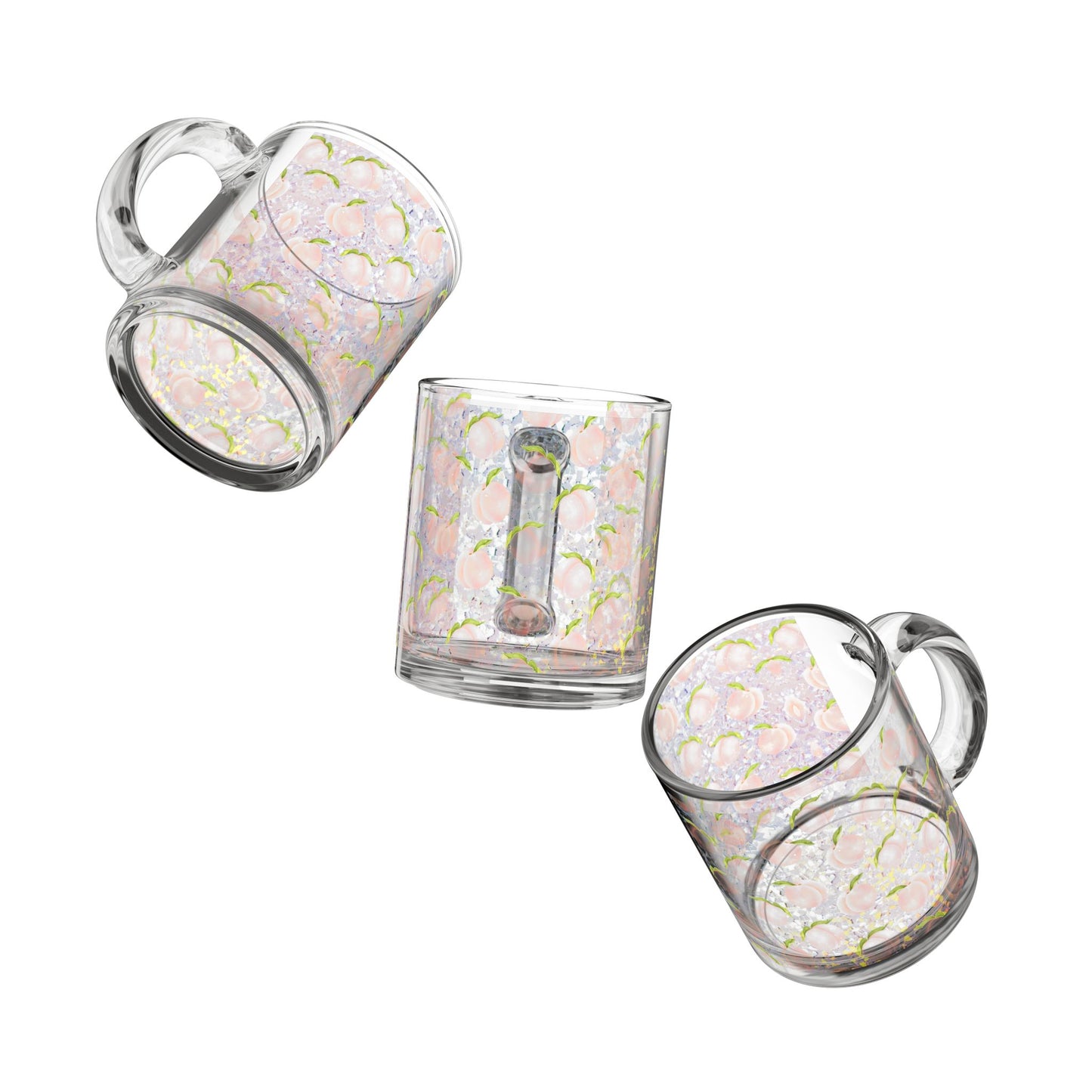 Peach Blossom Pattern Glass Mug 10oz