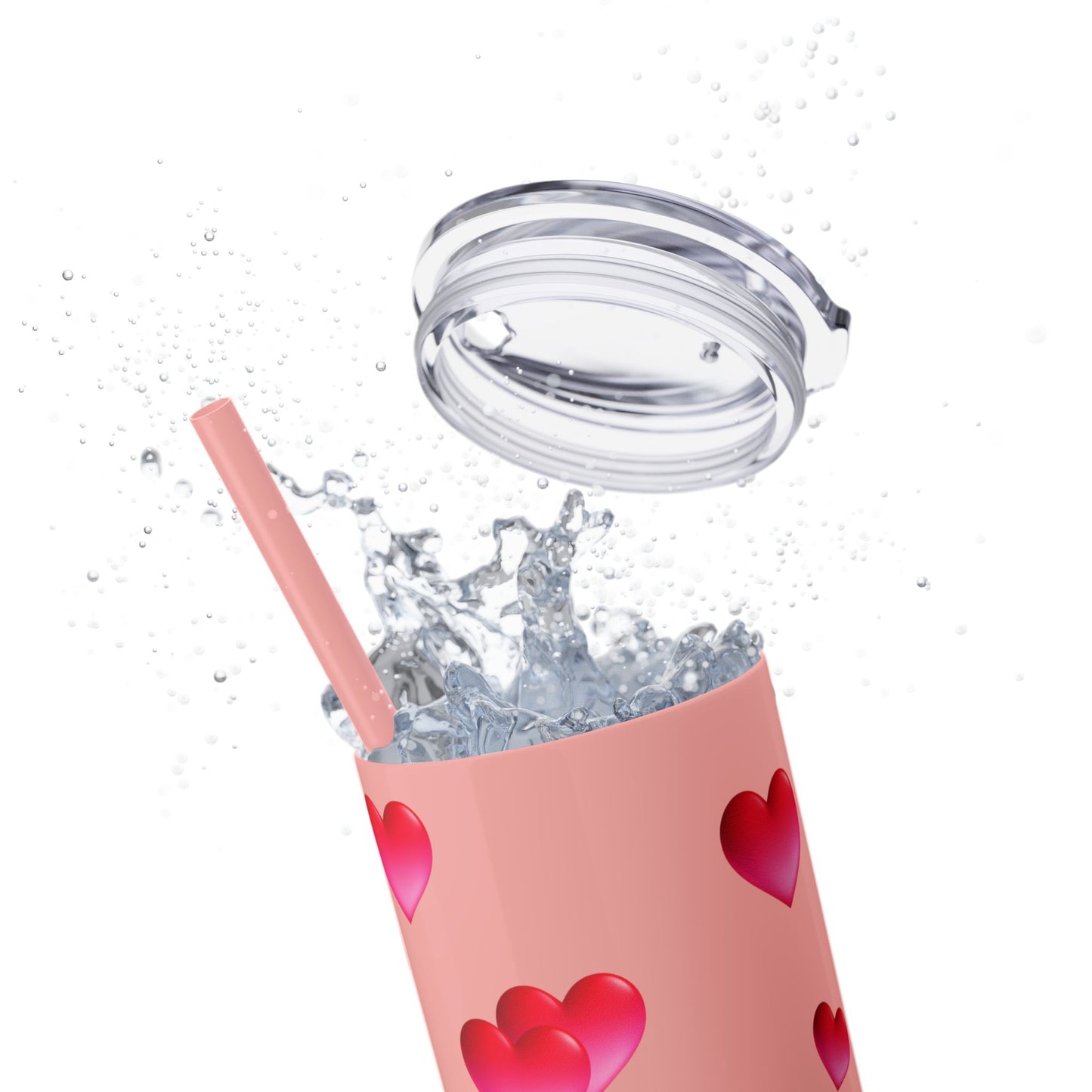 Gepasmaakte Glitter 20oz Dun Tumbler met Pienk Hartpatroon — [Jou Naam Hier]