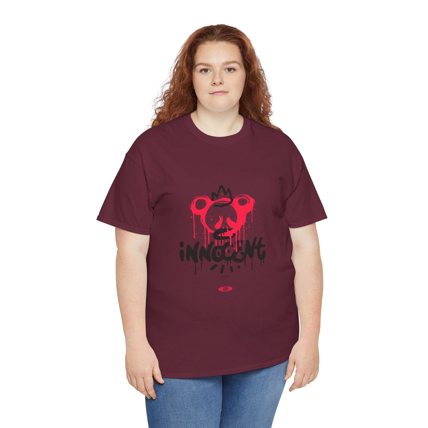 Edgy Graphic Tee: 'Innocent' Design, Urban Fashion, Streetwear, Unisex Cotton T-Shirt, Music Festivals, Casual Wear