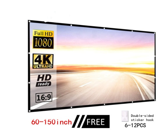 Large screen with 4K and Full HD text, showing a road scene, on a white background.