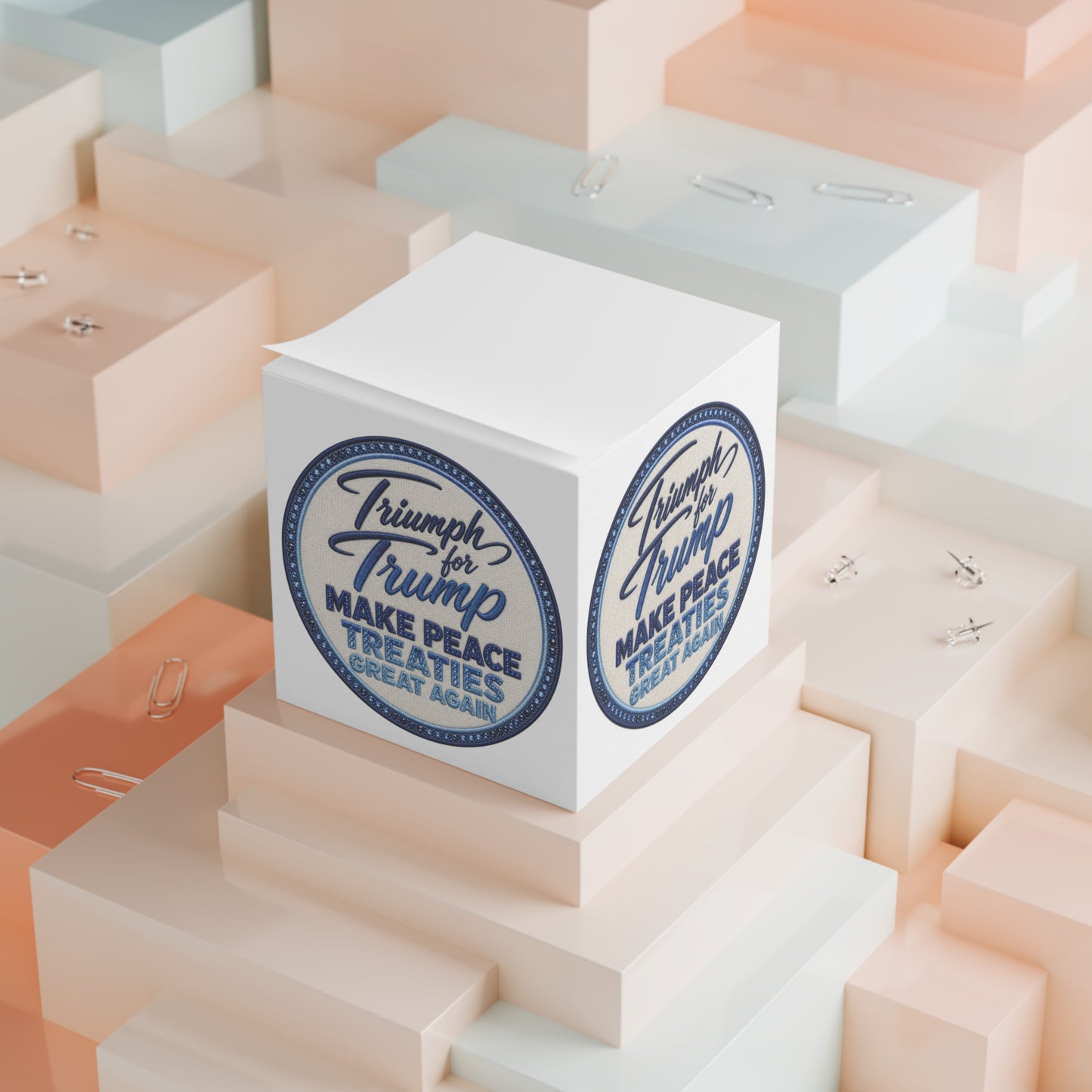 Note Cube — "Triumph for Trump: Make Peace Treaties Great Again" Collectible Sticky Notes, A One of a Kind Design ✨Only @ LuxeByMimi
