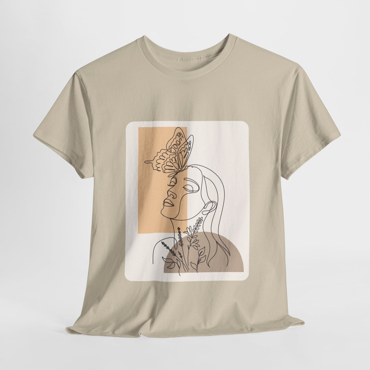 Artistic Unisex Tee: Modern Line Drawing with Butterfly, Perfect for Casual Outings, Gift for Art Lovers, Spring Fashion, Eco-Friendly Wear