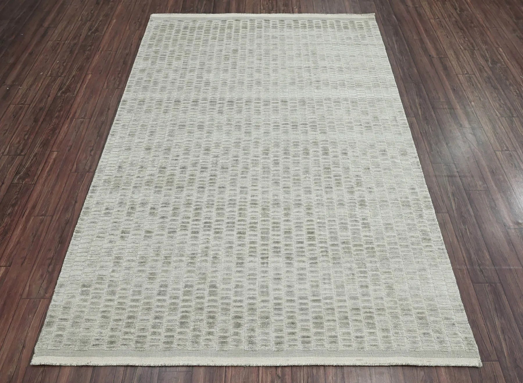 6x9 Tone On Tone Gray LoomBloom Hand Knotted Modern & Contemporary Textured Tibetan 100% Wool Oriental Area Rug-2