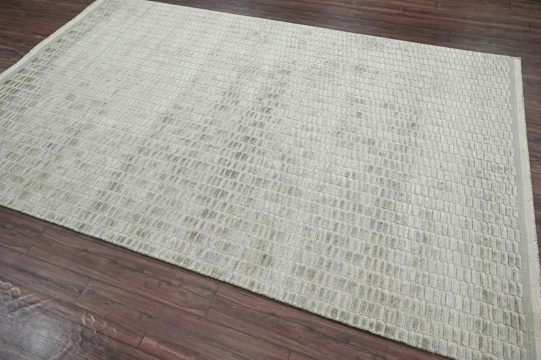 6x9 Tone On Tone Gray LoomBloom Hand Knotted Modern & Contemporary Textured Tibetan 100% Wool Oriental Area Rug-3