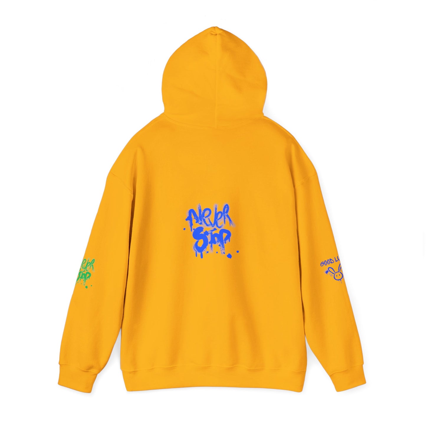Good Luck Never Stop Unisex Heavy Blend Hooded Sweatshirt | Lucky Easter Bunny Design