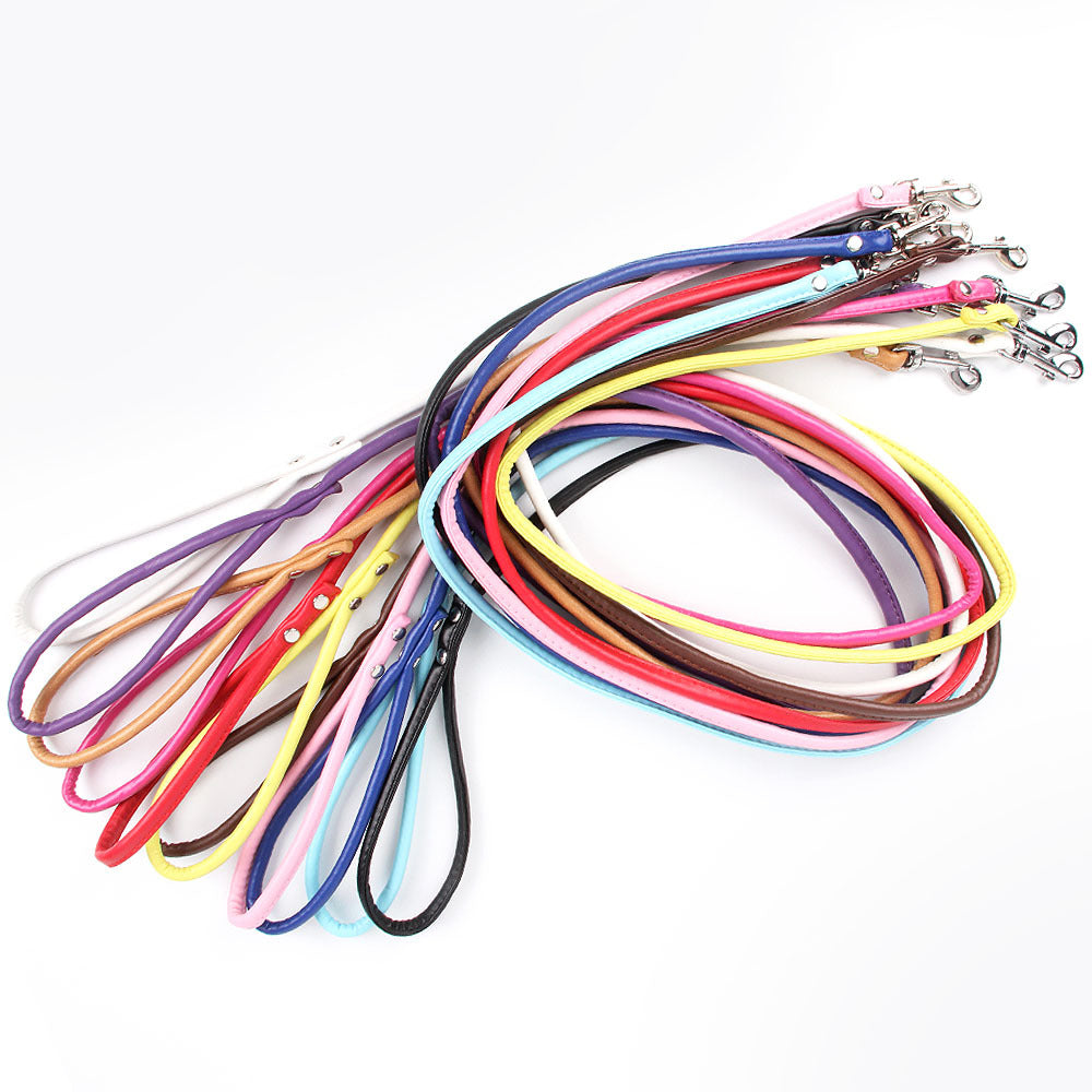 Leather Dog Leash – Lightweight Slim Lead for Small Dogs