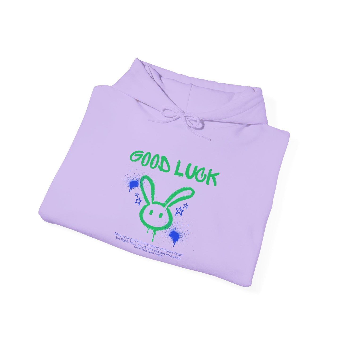 Good Luck Never Stop Unisex Heavy Blend Hooded Sweatshirt | Lucky Easter Bunny Design