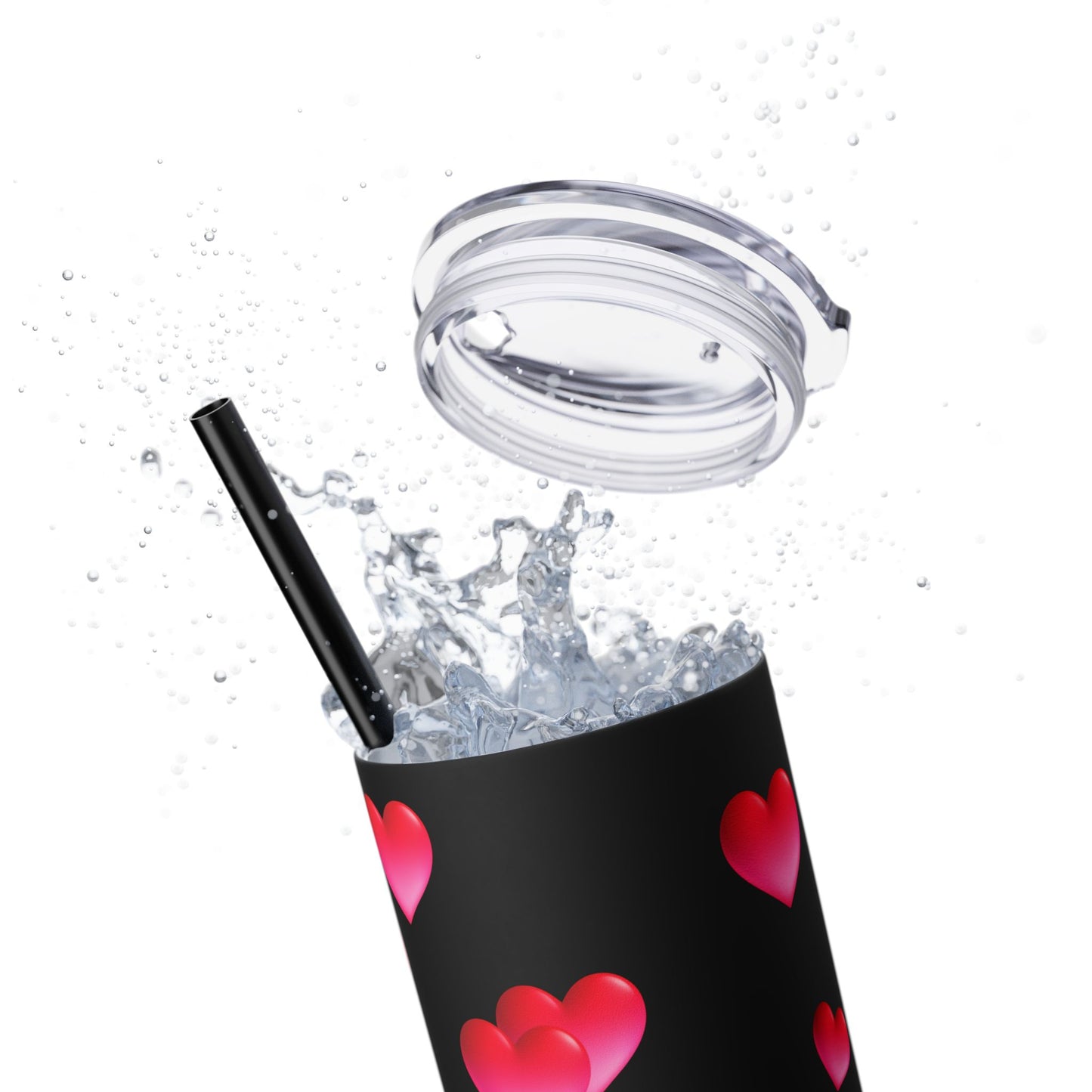 Gepasmaakte Glitter 20oz Dun Tumbler met Pienk Hartpatroon — [Jou Naam Hier]