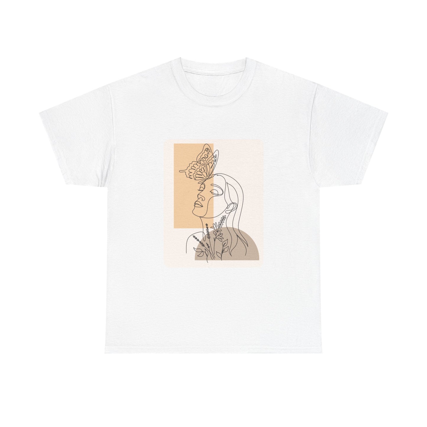 Artistic Unisex Tee: Modern Line Drawing with Butterfly, Perfect for Casual Outings, Gift for Art Lovers, Spring Fashion, Eco-Friendly Wear